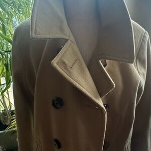 Elegant Tan Double-Breasted Pea Coat